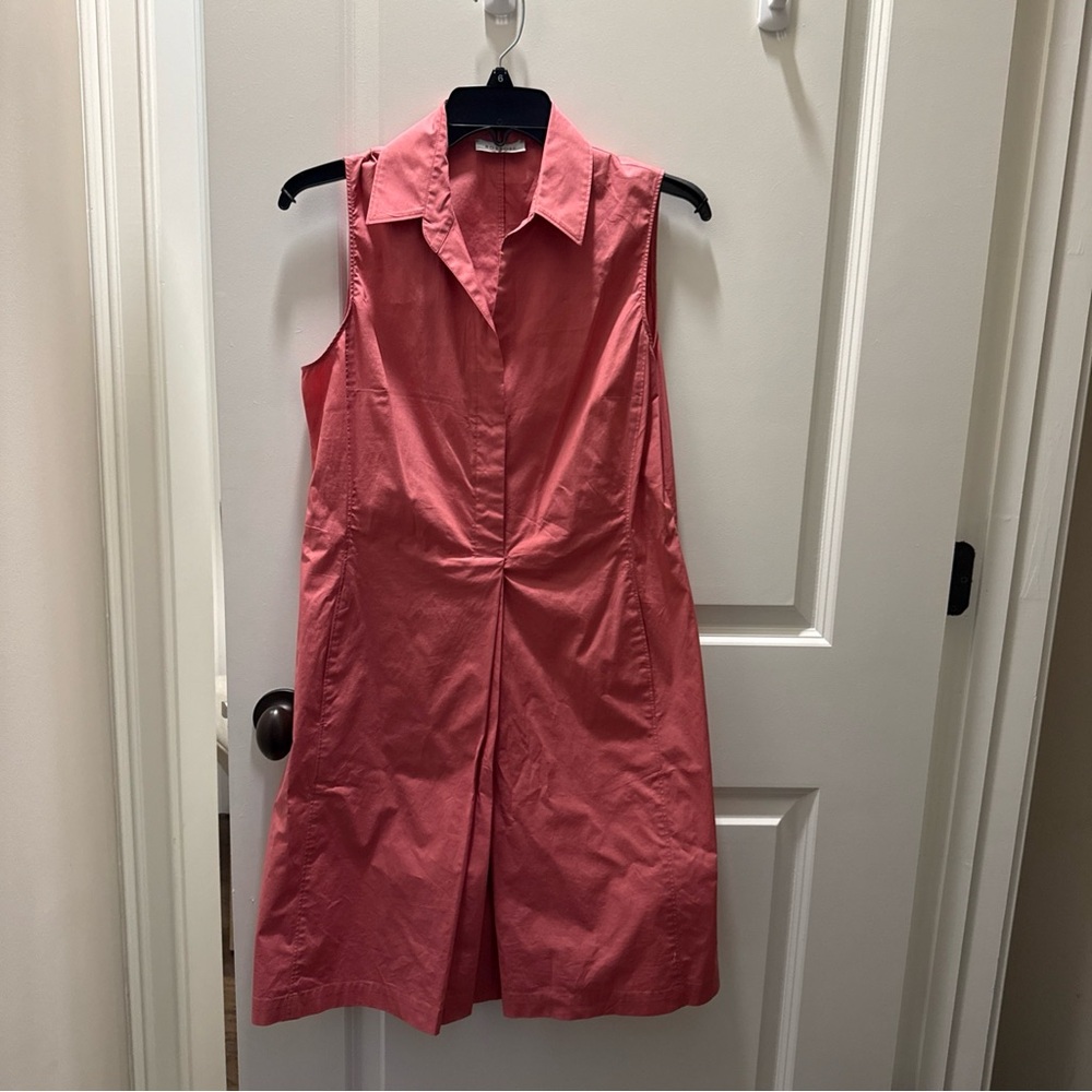 Rosso35 Coral Collared Sleeveless Dress Made in Italy Size 42 US Size 6 NWOT
